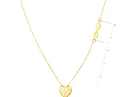 Złoty naszyjnik, ankier - nieskończoność, serce