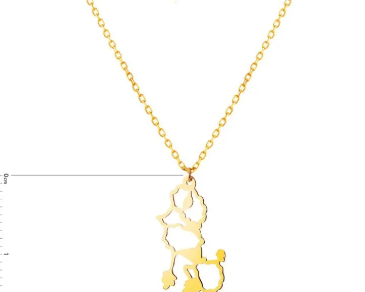 Złoty naszyjnik, ankier - piesek, pudelek