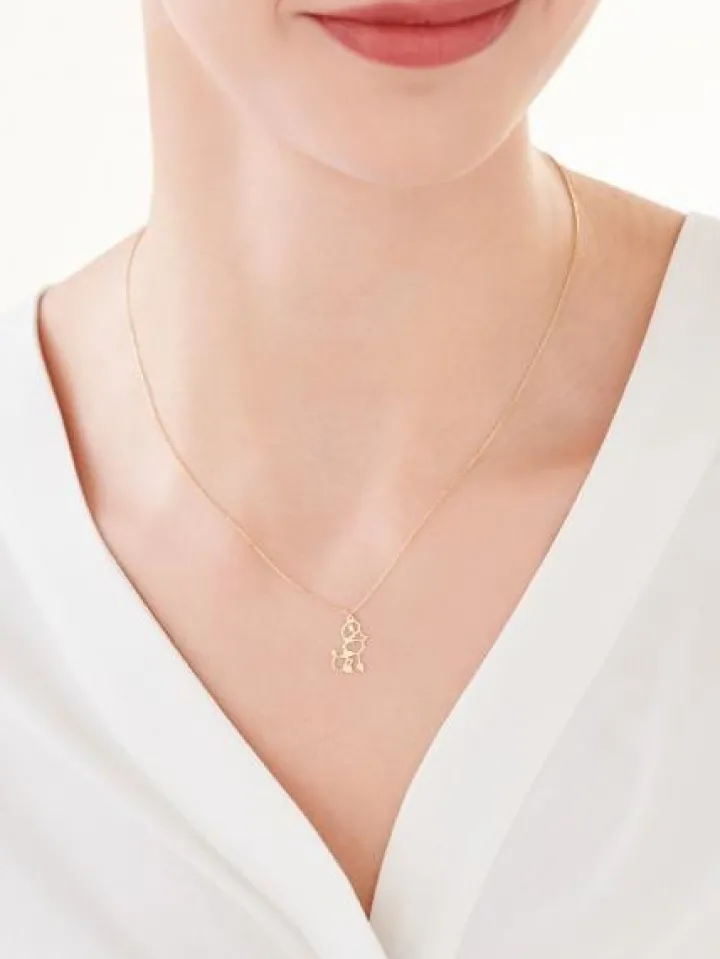 Złoty naszyjnik, ankier - piesek, pudelek