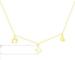 Złoty naszyjnik, ankier - podkowa, koń, serce