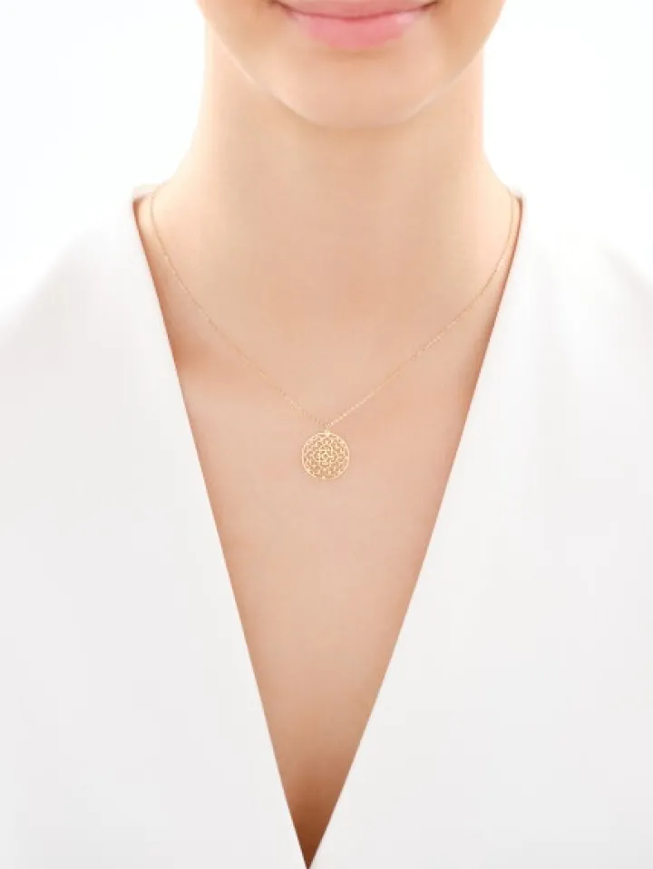 Złoty naszyjnik, ankier - rozeta