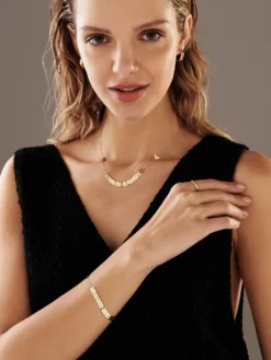 Złoty naszyjnik, ankier - serca