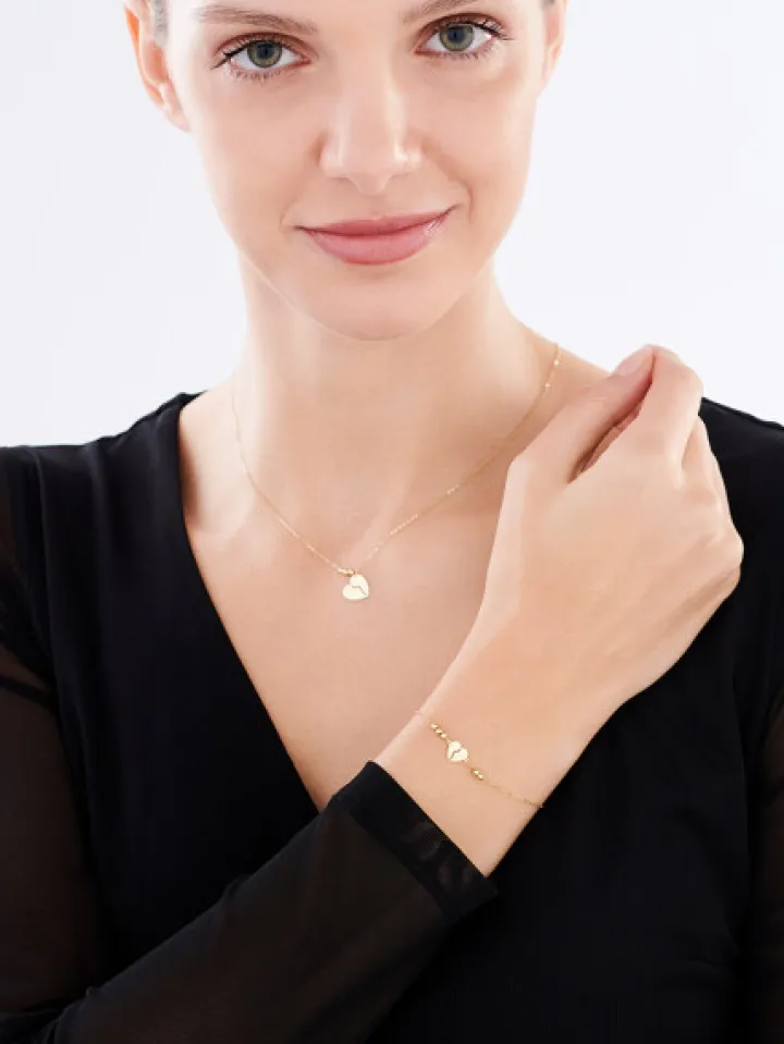 Złoty naszyjnik, ankier - serce