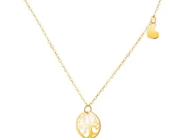 Złoty naszyjnik, ankier - serce, drzewko