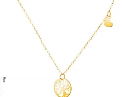 Złoty naszyjnik, ankier - serce, drzewko