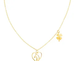 Złoty naszyjnik, ankier - serce, koń, koniczyna