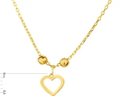 Złoty naszyjnik, ankier - serce