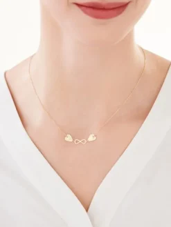 Złoty naszyjnik, ankier - serca, nieskończoność