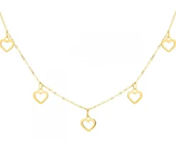 Złoty naszyjnik, ankier - serca
