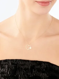 Złoty naszyjnik, ankier - serce, kwiat