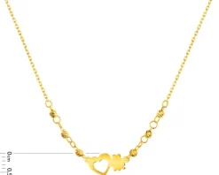Złoty naszyjnik, ankier - serce, koniczyna
