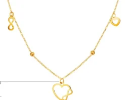 Złoty naszyjnik, ankier - serca, nieskończoności