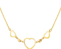 Złoty naszyjnik, ankier - serca