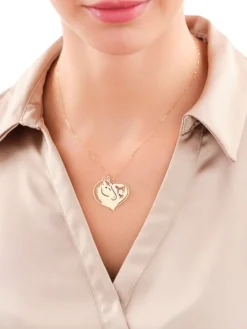 Złoty naszyjnik, ankier - serce, konie