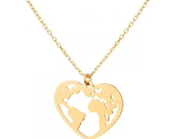 Złoty naszyjnik, ankier - serce, kula ziemska
