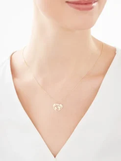 Złoty naszyjnik, ankier  - serce, kula ziemska