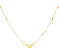 Złoty naszyjnik, ankier - serca, kulki