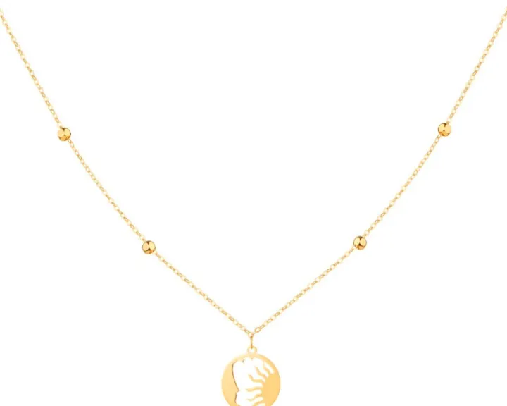 Złoty naszyjnik, ankier - Słońce, Księżyc