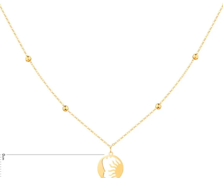 Złoty naszyjnik, ankier - Słońce, Księżyc