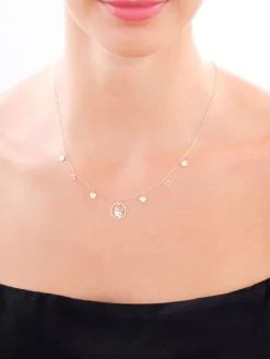 Złoty naszyjnik, ankier - twarz, serca