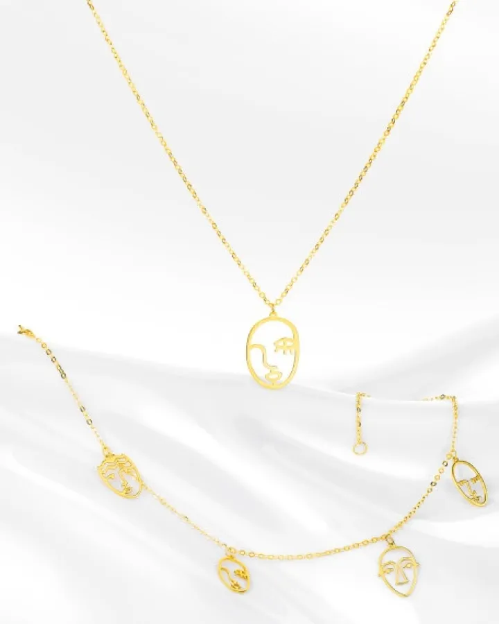 Złoty naszyjnik, ankier - twarz