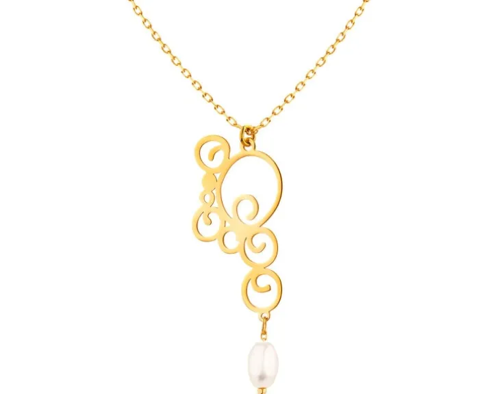 Złoty naszyjnik, ankier- perła