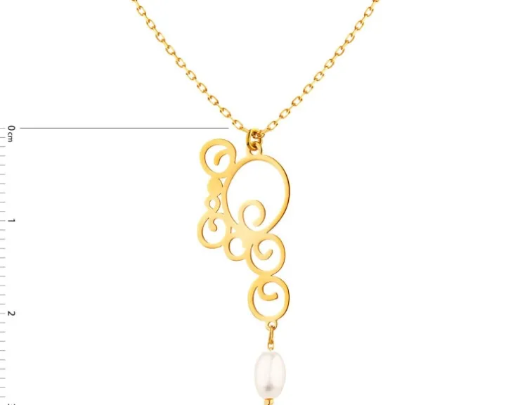 Złoty naszyjnik, ankier- perła