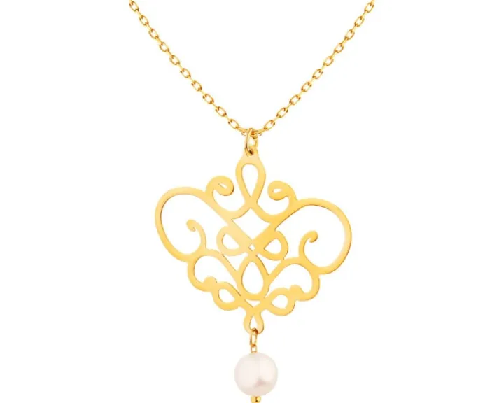 Złoty naszyjnik, ankier- perła