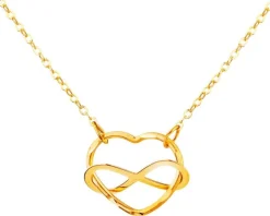 Złoty naszyjnik, ankier- serce, nieskończoność