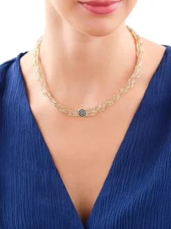 Złoty naszyjnik elastyczny z emalią