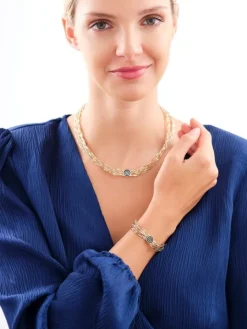 Złoty naszyjnik elastyczny z emalią