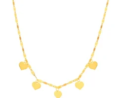 Złoty naszyjnik, skręcone blaszki - serca