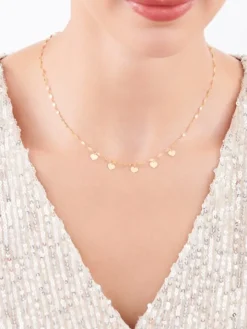 Złoty naszyjnik, skręcone blaszki - serca