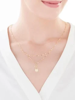 Złoty naszyjnik, skręcone blaszki - łapacz snów