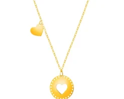 Złoty naszyjnik, skręcone blaszki - serca