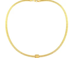 Złoty naszyjnik sztywny z cyrkoniami