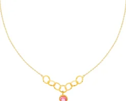 Złoty naszyjnik z cyrkonią, ankier - koła
