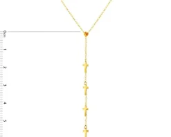 Złoty naszyjnik z cyrkonią, ankier - krzyże