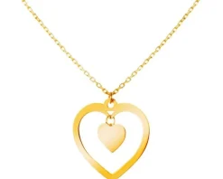 Złoty naszyjnik z cyrkonią, ankier - serca