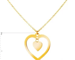 Złoty naszyjnik z cyrkonią, ankier - serca