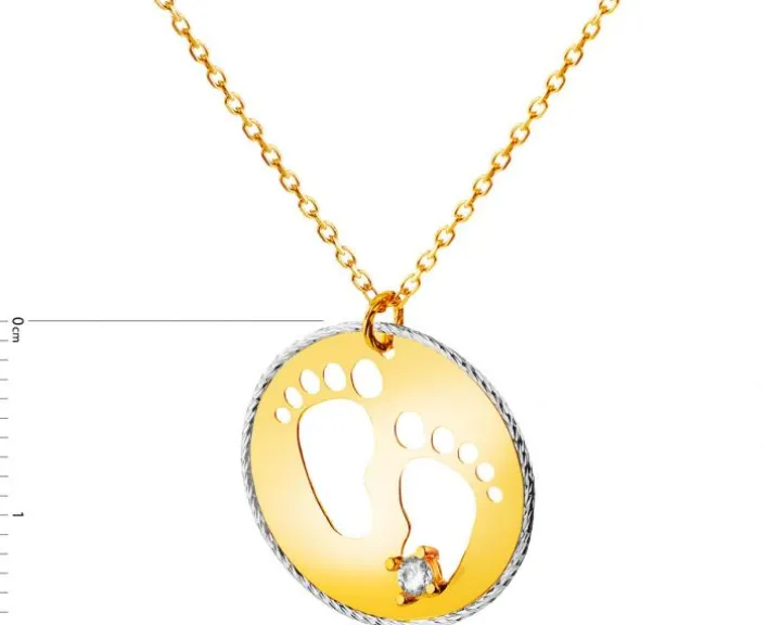 Złoty naszyjnik z cyrkonią, ankier - stópki