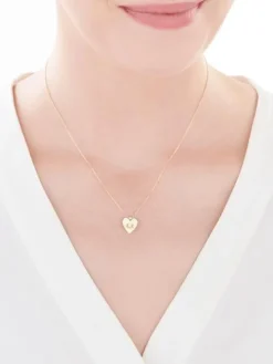 Złoty naszyjnik z cyrkonią, ankier - serce