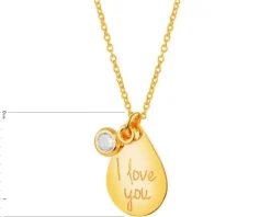 Złoty naszyjnik z cyrkonią - I love you