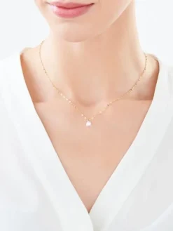 Złoty naszyjnik z cyrkonią  - serce