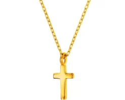 Złoty naszyjnik z cyrkonią, ankier - krzyż