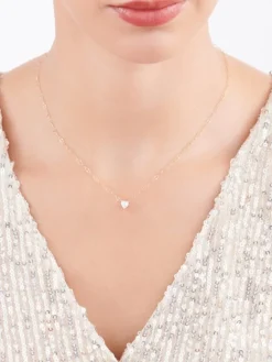 Złoty naszyjnik z cyrkonią, skręcone blaszki - serce