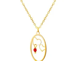 Złoty naszyjnik z cyrkonią, ankier - serca