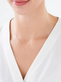 Złoty naszyjnik z cyrkonią, ankier - skrzydło