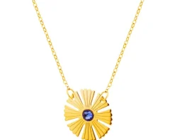Złoty naszyjnik z cyrkonią, ankier - kwiat