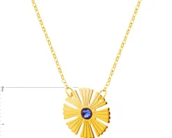Złoty naszyjnik z cyrkonią, ankier - kwiat